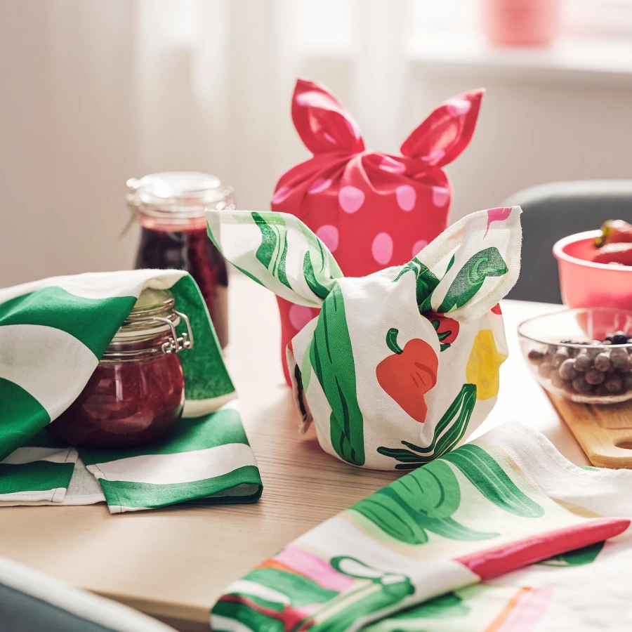 Кухонное полотенце - IKEA TABBERAS, 60х45 см, красное/зеленое/с рисунком, ТАББЕРАС ИКЕА (изображение №4)