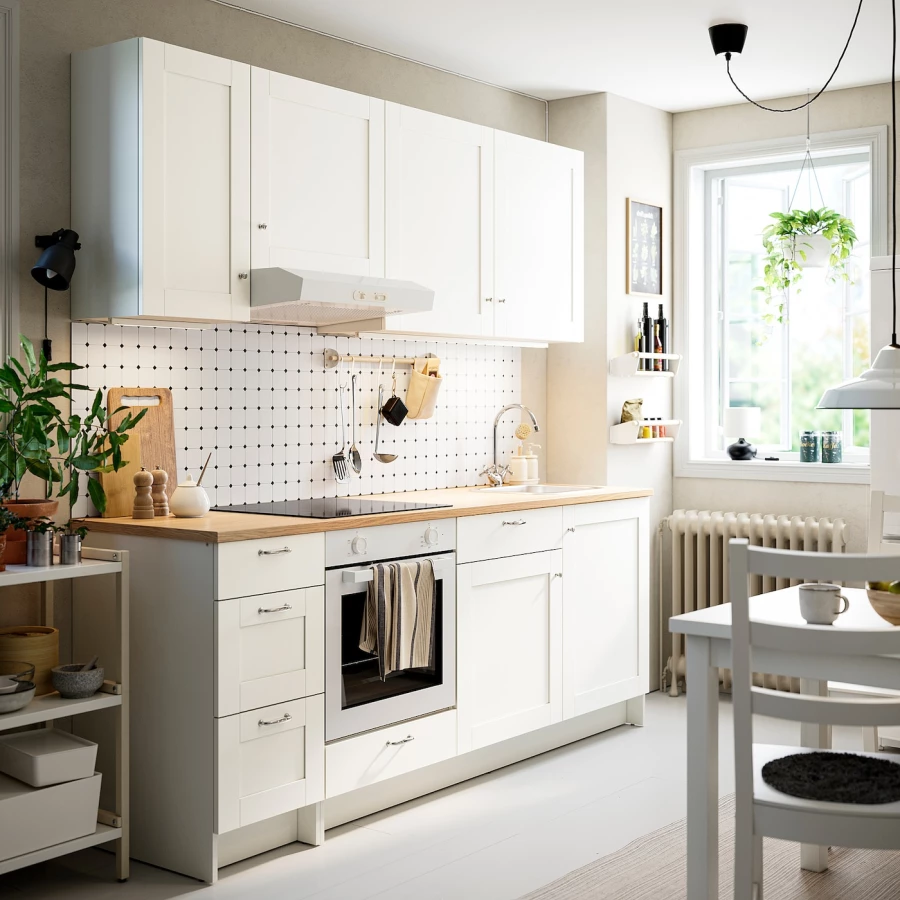 Комбинация кухонная прямая -  KNOXHULT IKEA/ КНОКСХУЛЬТ ИКЕА, белый/под беленный дуб (изображение №2)