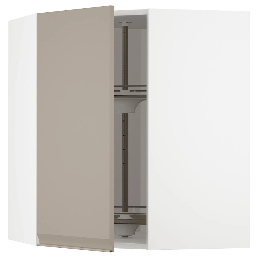 Угловой навесной шкаф с каруселью - METOD  IKEA/  МЕТОД ИКЕА, 80х68 см, белый/светло-коричневый (изображение №1)