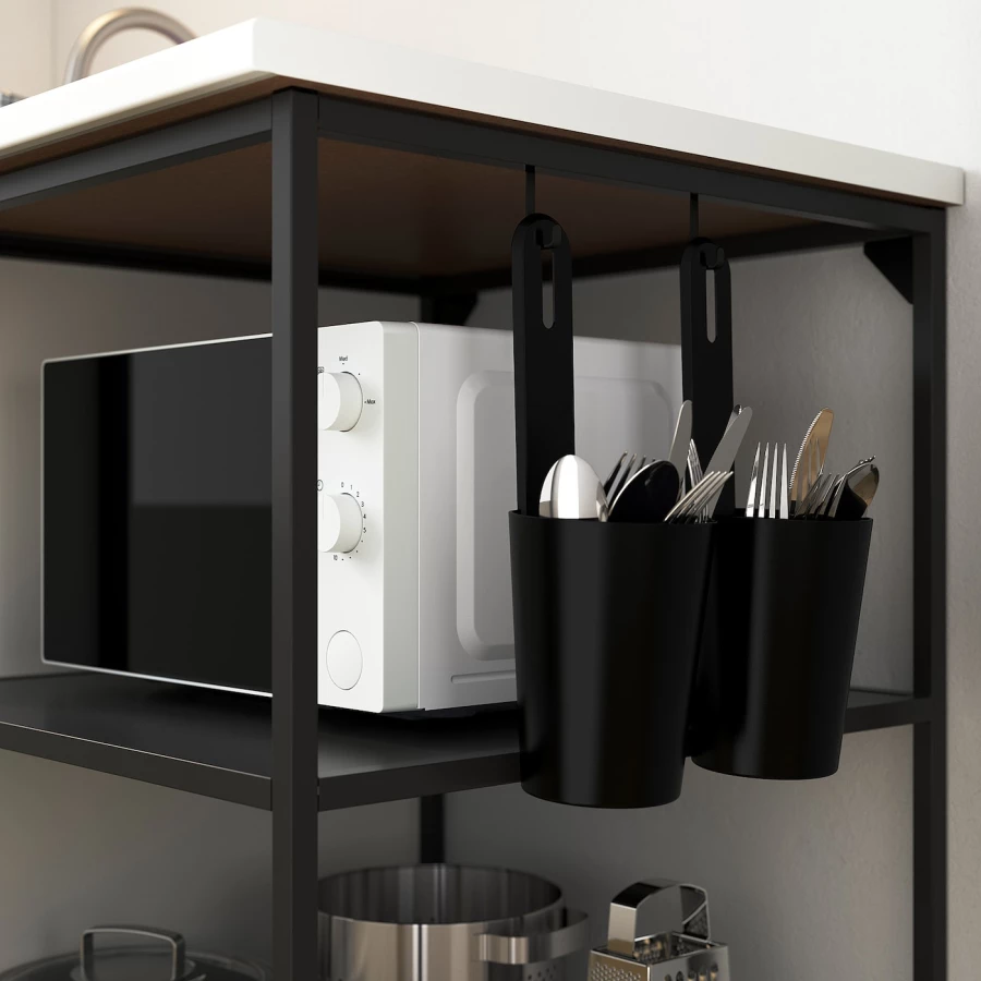Кухонная комбинация для хранения - ENHET  IKEA/ ЭНХЕТ ИКЕА, 123х63,5х222 см, белый/черный (изображение №6)