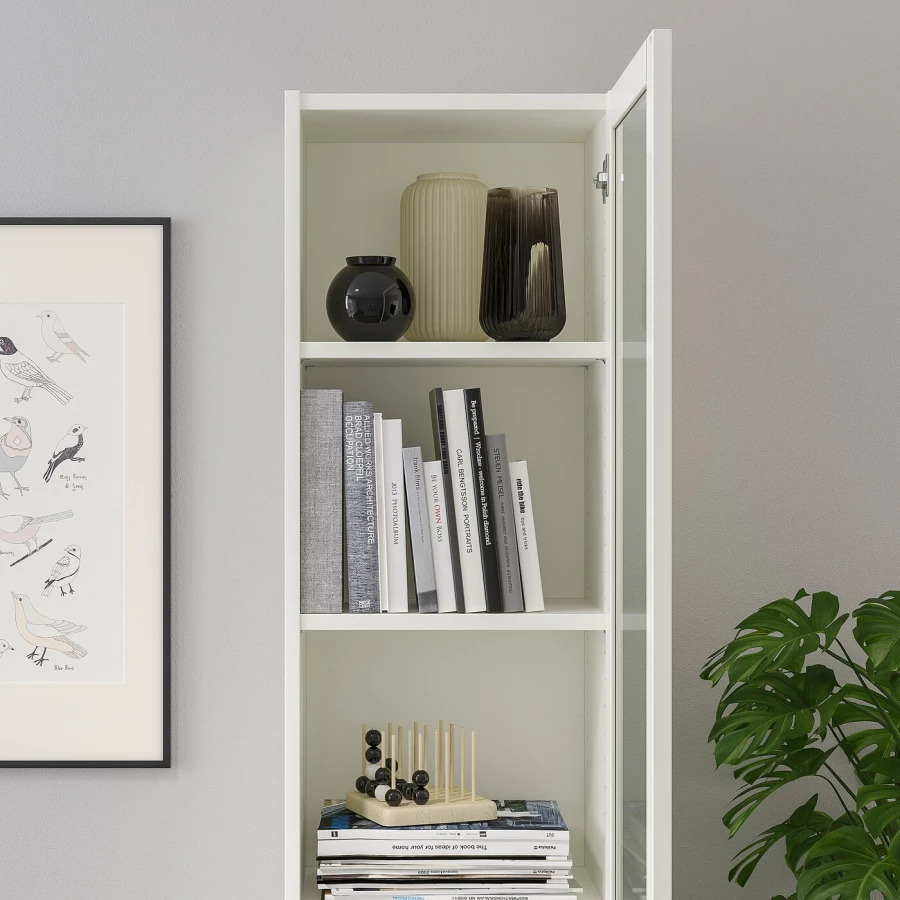 Книжный шкаф со стеклянной дверью - BILLY/OXBERG IKЕA/БИЛЛИ/ОКСБЕРГ ИКЕА, 30х40х202 см, белый (изображение №4)