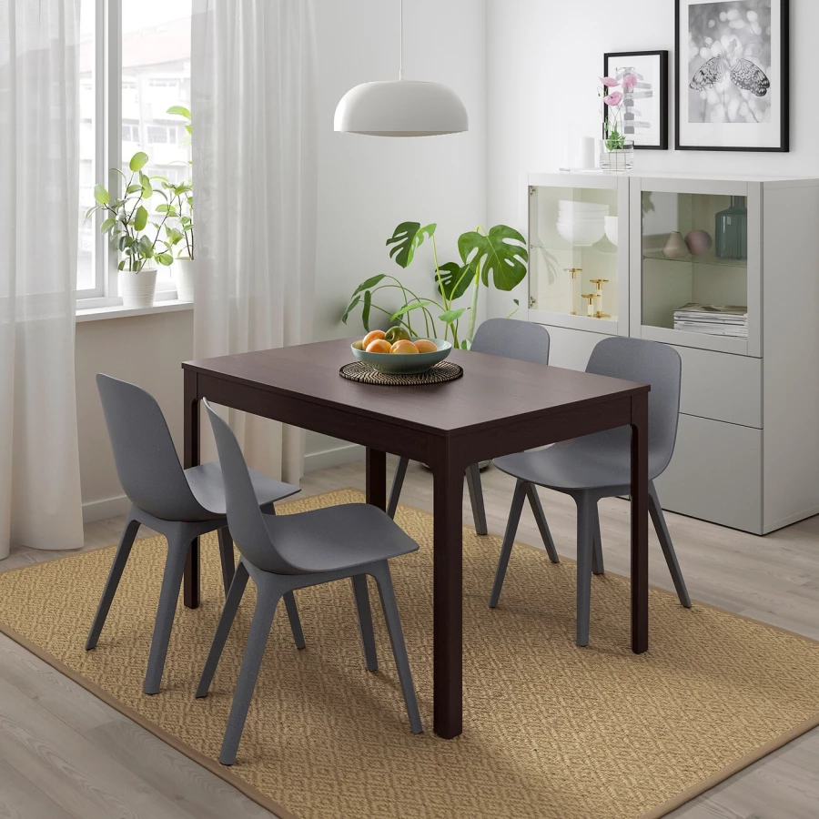 Стол и 4 стула - IKEA EKEDALEN/ODGER/ЭКЕДАЛЕН/ОДГЕР ИКЕА, 120х180х80 см, темно-коричневый/темно-голубой (изображение №2)