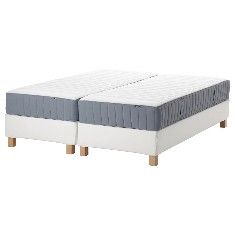 Континентальная кровать - IKEA ESPEVÄR/VALEVÅG/ESPEVAR/VALEVAG, 200х160 см, матрас жесткий/средне-жесткий, белый, ЭСПЕВАР/ВАЛЕВОГ ИКЕА (изображение №1)