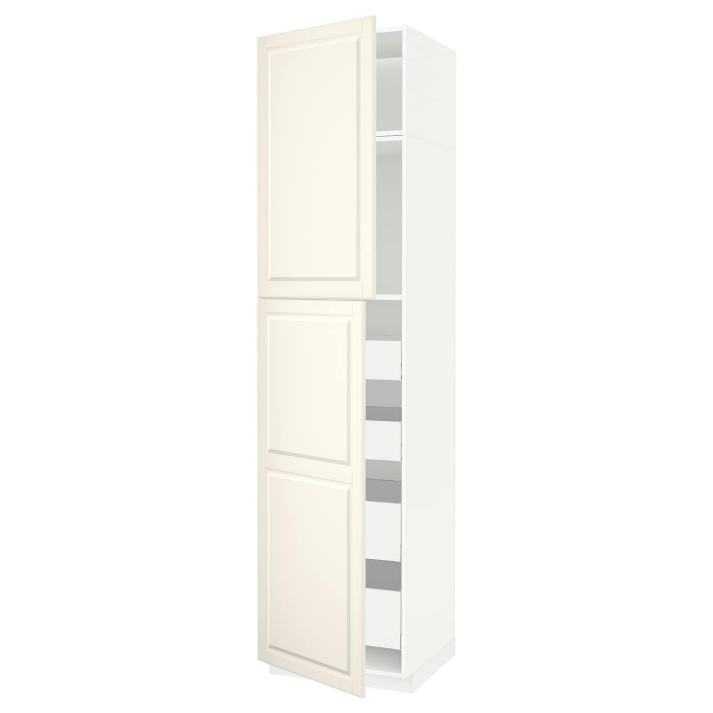 Высокий шкаф с ящиками - IKEA METOD/MAXIMERA/МЕТОД/МАКСИМЕРА ИКЕА, 240х60х60 см, белый/кремовый
