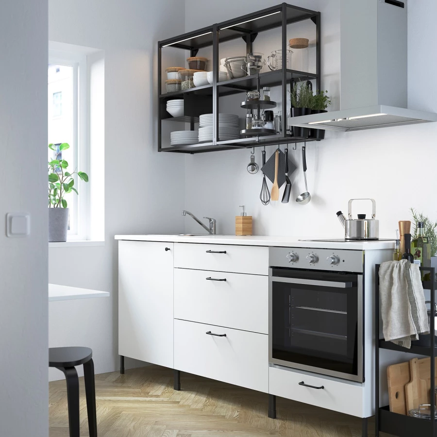 Кухня -  ENHET  IKEA/ ЭНХЕТ ИКЕА, 203х222 см, белый/черный (изображение №2)