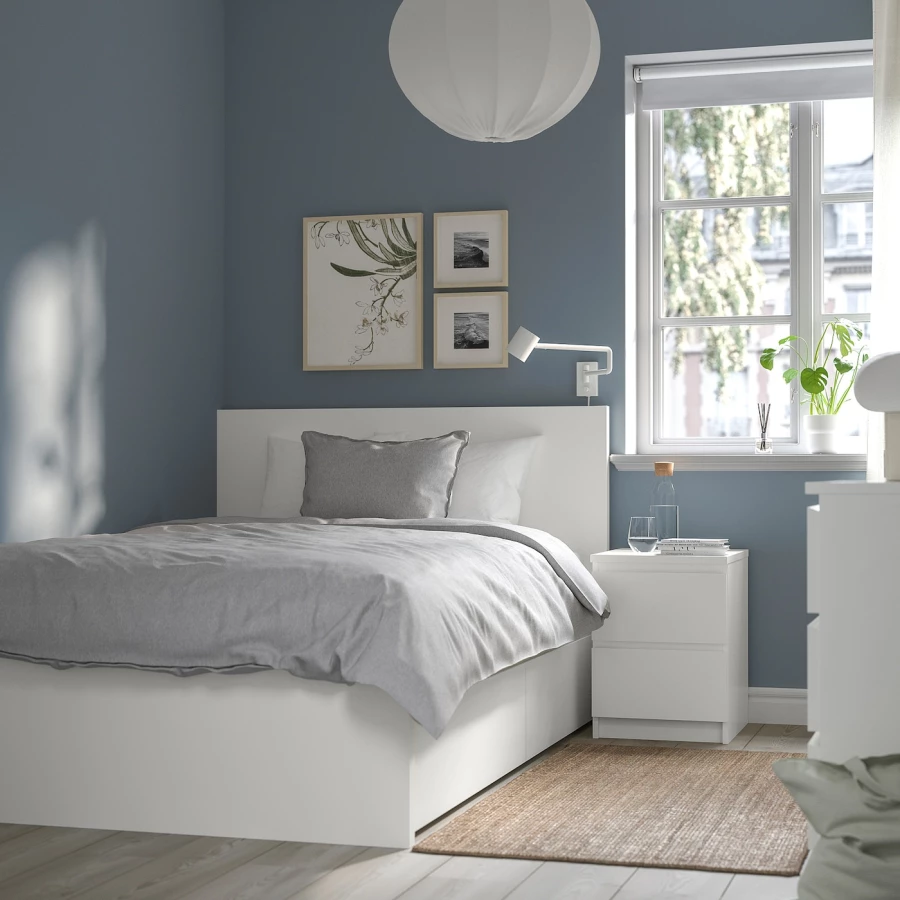 Каркас кровати с 2 ящиками для хранения - IKEA MALM/LURÖY/LUROY, 200х120 см, белый, МАЛЬМ/ЛУРОЙ ИКЕА (изображение №4)