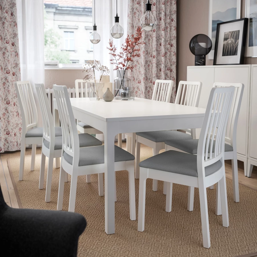 Стол и 8 стульев - IKEA EKEDALEN/ЭКЕДАЛЕН ИКЕА, 180х240x90 см, белый/серый (изображение №3)