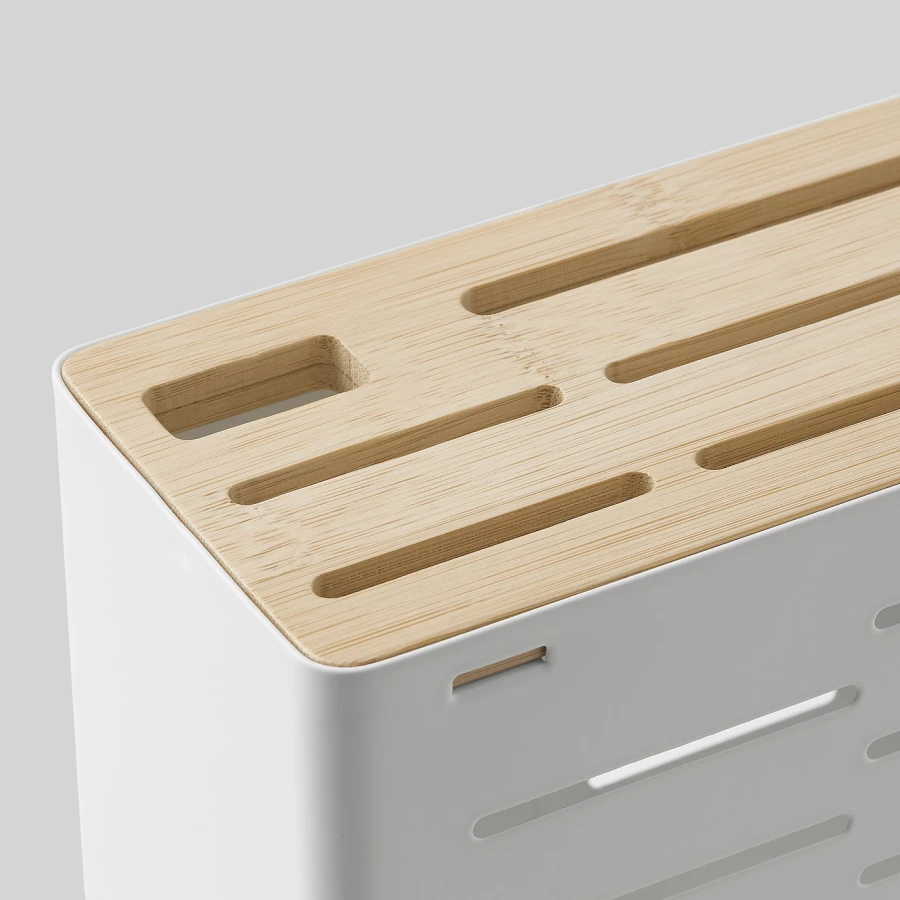 Подставка для ножей - IKEA AVSTEG, 9х17х23 см, бамбук/белый, АВСТЕГ ИКЕА (изображение №2)