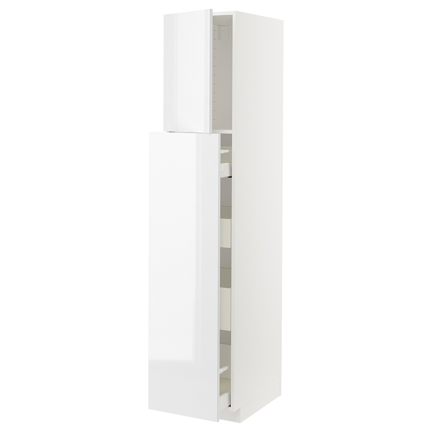 Высокий шкаф - IKEA METOD/MAXIMERA/МЕТОД/МАКСИМЕРА ИКЕА, 200х60х40 см, белый глянцевый