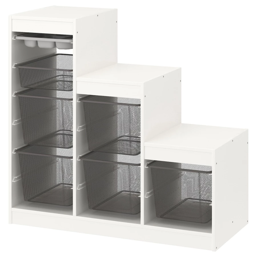 Стеллаж - IKEA TROFAST, 99х44х94 см, белый/темно-серый/бело-серый, ТРУФАСТ ИКЕА (изображение №1)