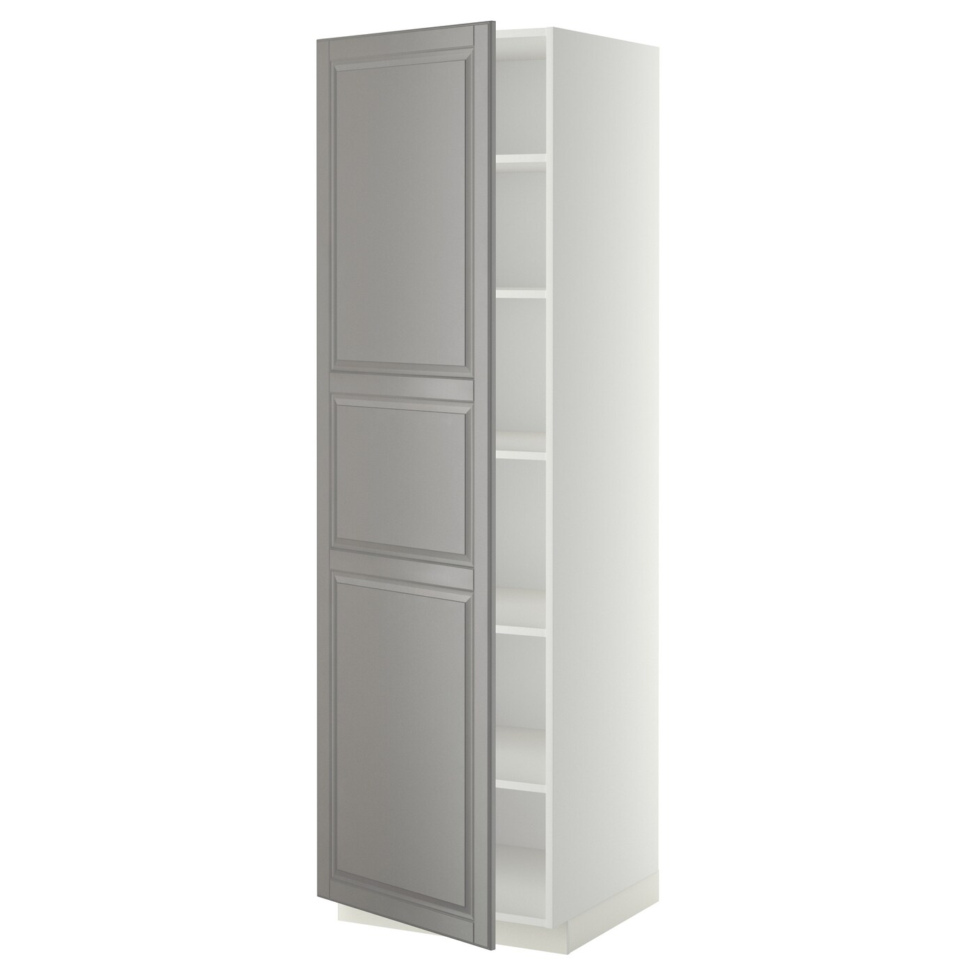 Высокий кухонный шкаф с полками - IKEA METOD/МЕТОД ИКЕА, 200х60х60 см, белый/серый