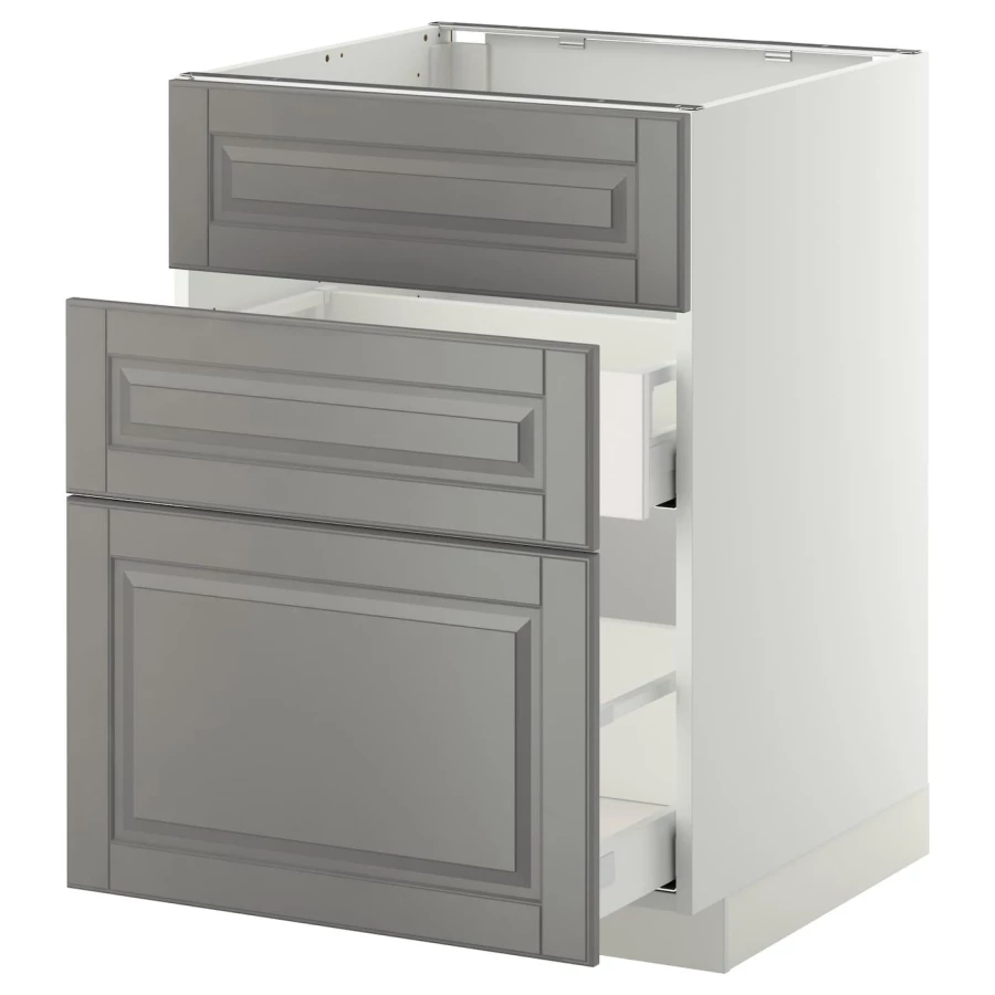 Напольный кухонный шкаф  - IKEA METOD MAXIMERA, 88x62x60см, белый/серый, МЕТОД МАКСИМЕРА ИКЕА (изображение №1)