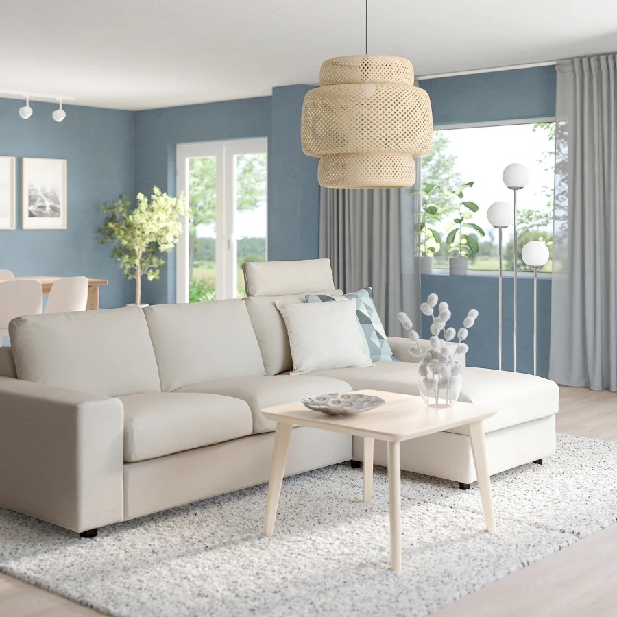 3-местный диван с шезлонгом - IKEA VIMLE, 98x266см, бежевый, ВИМЛЕ ИКЕА (изображение №2)
