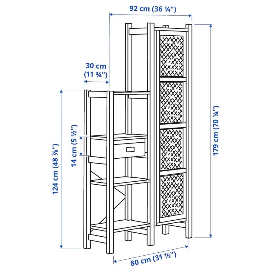 Комбинация для хранения - IKEA IVAR/ИВАР ИКЕА, 92х30х179 см, сосна/черный (изображение №5)