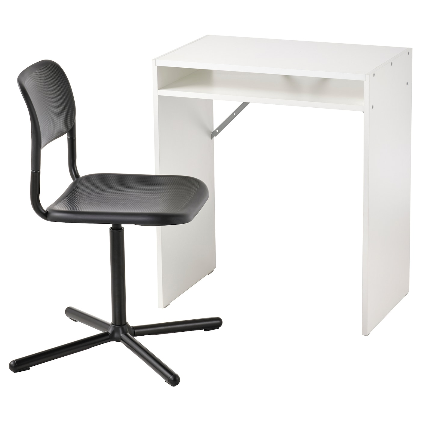 Комбинация: стол и стул - IKEA TORALD/SMÄLLEN/SMALLEN, 65х40 см, белый/черный, ТОРАЛЬД/СМЭЛЛЕН ИКЕА