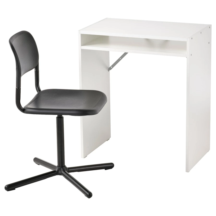 Комбинация: стол и стул - IKEA TORALD/SMÄLLEN/SMALLEN, 65х40 см, белый/черный, ТОРАЛЬД/СМЭЛЛЕН ИКЕА (изображение №1)