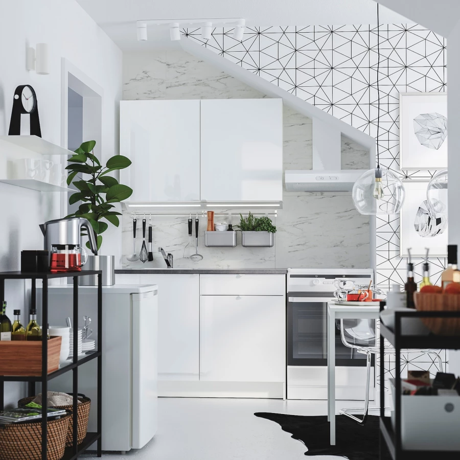 Кухонная комбинация для хранения вещей - KNOXHULT IKEA/ КНОКСХУЛЬТ ИКЕА, 120x61x220 см, серый/белый (изображение №3)