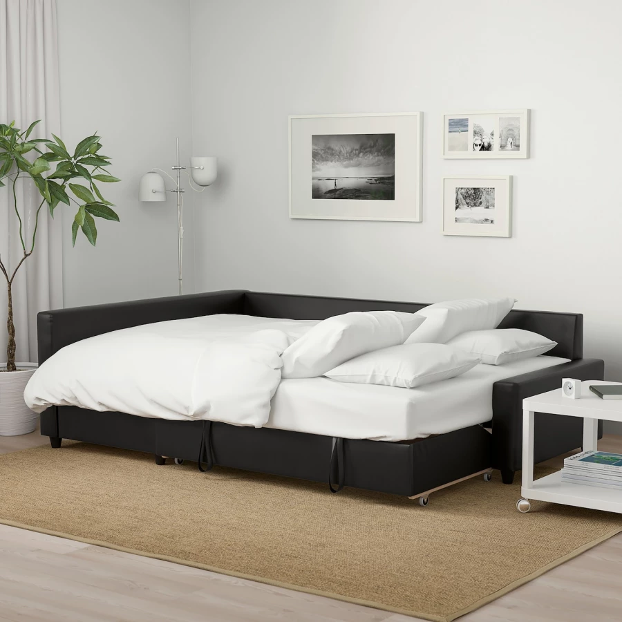 Угловой диван с функцией сна - IKEA FRIHETEN/ФРИХЕТЕН ИКЕА, 86х151х230 см, черный (изображение №4)