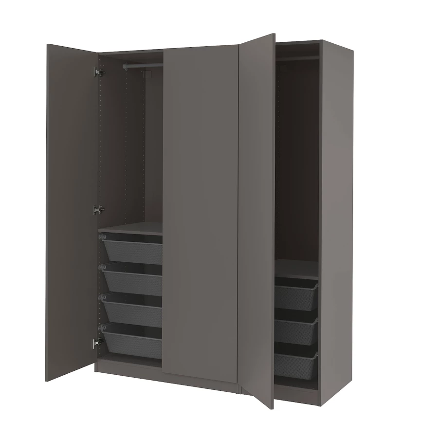 Платяной шкаф - IKEA PAX/FORSAND/ПАКС/ФОРСАНД ИКЕА, 150x60x201 см, темно-серый (изображение №1)