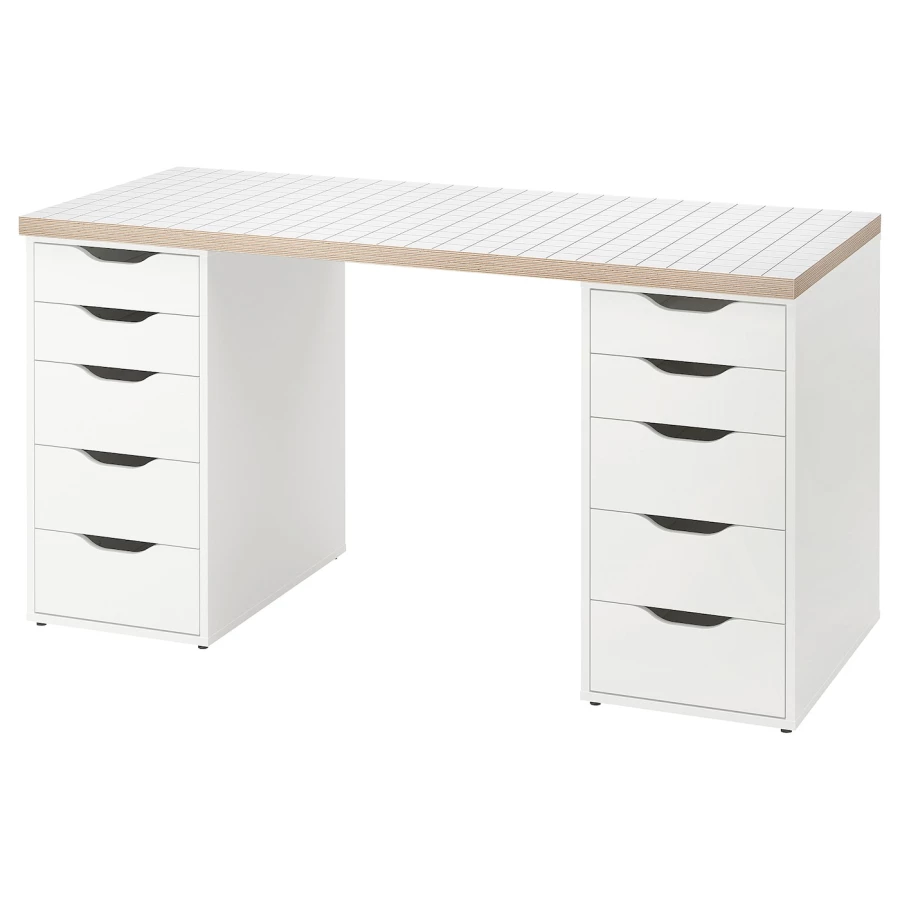 Письменный стол с ящиками - IKEA LAGKAPTEN/ALEX/ АЛЕКС/ЛАГКАПТЕН ИКЕА, 140x60 см, белый антрацит (изображение №1)