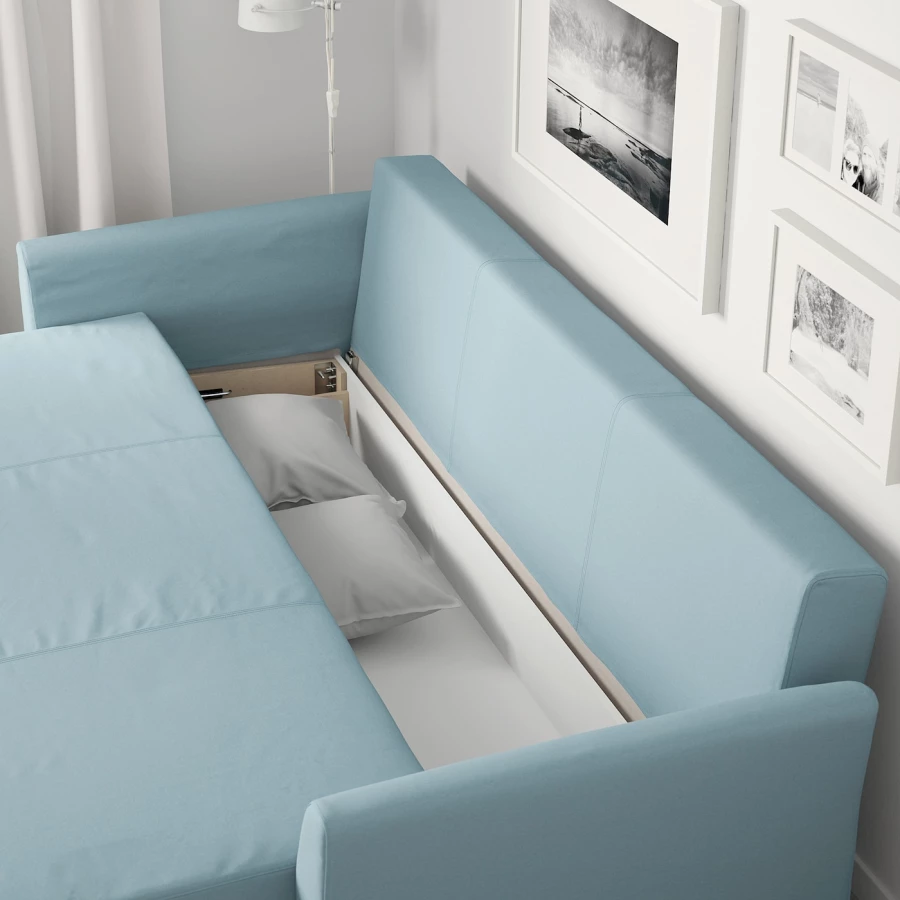 3-местный диван-кровать - IKEA HOLMSUND, 99x231см, голубой, ХОЛЬМСУНД ИКЕА (изображение №7)
