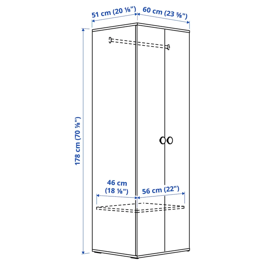 Шкаф детский - IKEA GODISHUS, 60x51x178 см, белый, ГОДИХУС ИКЕА (изображение №6)