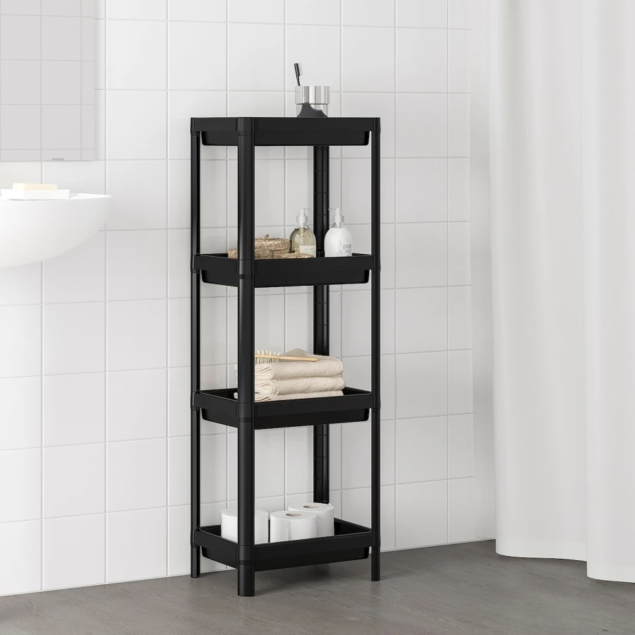 Стеллаж - IKEA VESKEN, 37х23х101 см, черный, ВЕСКЕН ИКЕА (изображение №3)