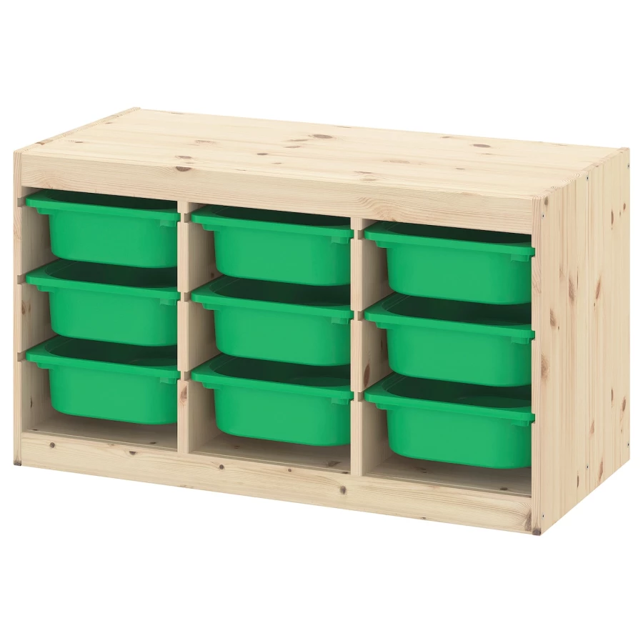 Стеллаж - IKEA TROFAST, 93х44х52 см, сосна/зеленый, ТРУФАСТ ИКЕА (изображение №1)