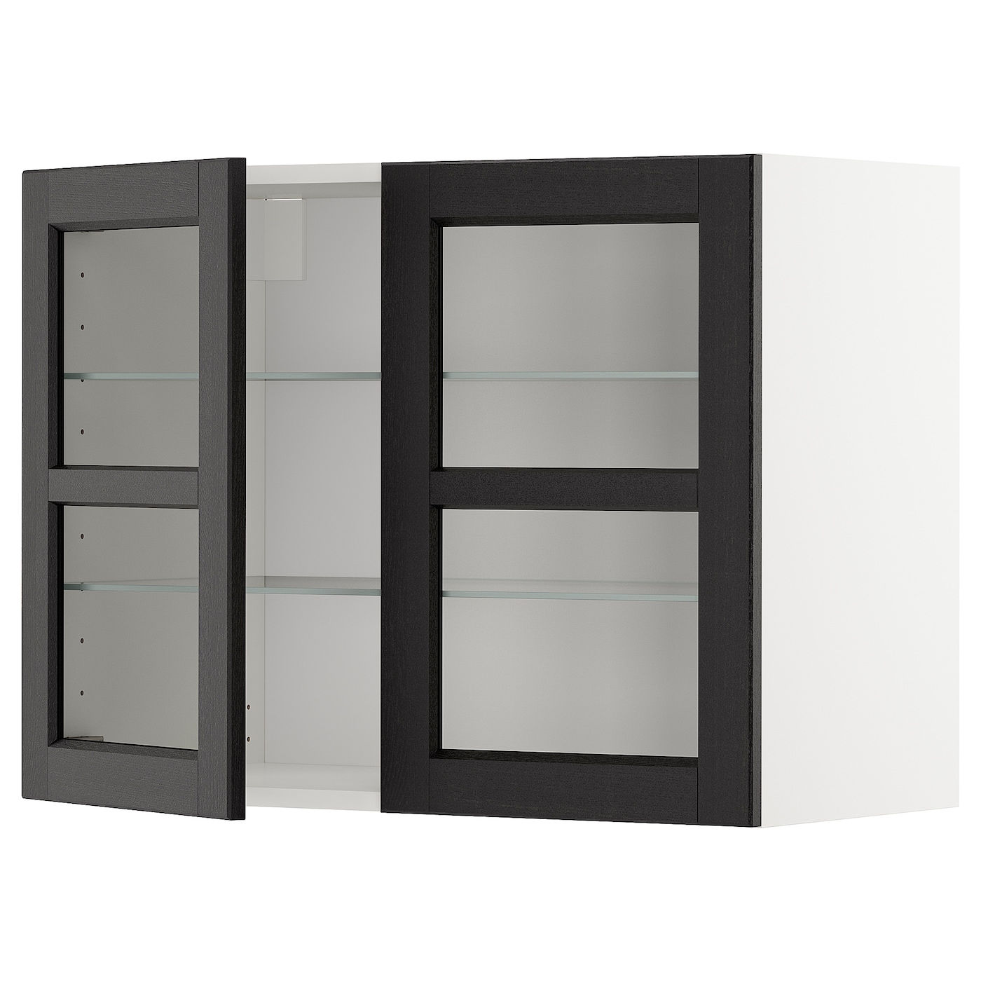 Шкаф и 2 стеклянные двери -  METOD IKEA/ МЕТОД ИКЕА, 60х80 см, белый/черный