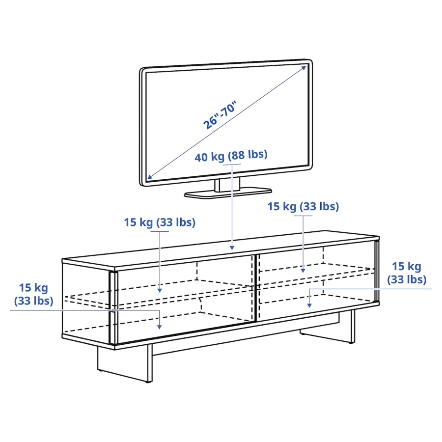 Тумба под ТВ с раздвижными дверцами IKEA STOCKHOLM 2025/СТОКГОЛЬМ 2025 ИКЕА,  179x42x56 см, светло-коричневый (изображение №7)