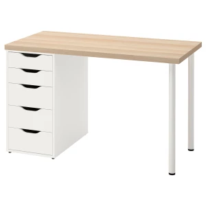 Письменный стол с ящиками - IKEA LAGKAPTEN/ALEX, 120х60 см, под беленый дуб/белый, ЛАГКАПТЕН/АЛЕКС ИКЕА