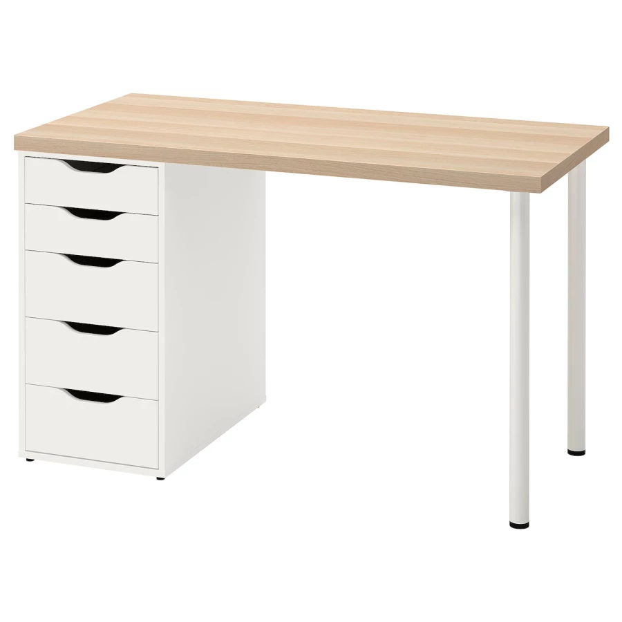 Письменный стол с ящиками - IKEA LAGKAPTEN/ALEX, 120х60 см, под беленый дуб/белый, ЛАГКАПТЕН/АЛЕКС ИКЕА (изображение №1)