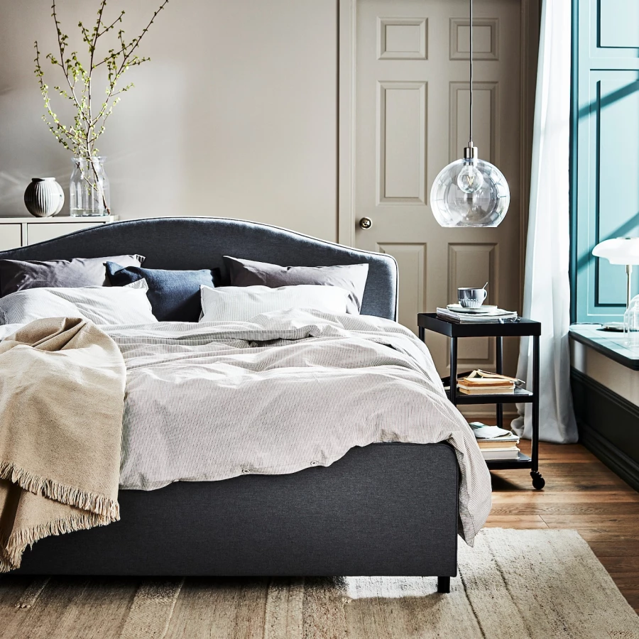 Двуспальная кровать - IKEA HAUGA, 200х160 см, серый, ХАУГА ИКЕА (изображение №3)