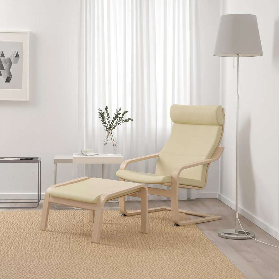 Кресло - IKEA POÄNG/POANG/ПОЭНГ ИКЕА, 68х82х100 см, бежевый (изображение №2)