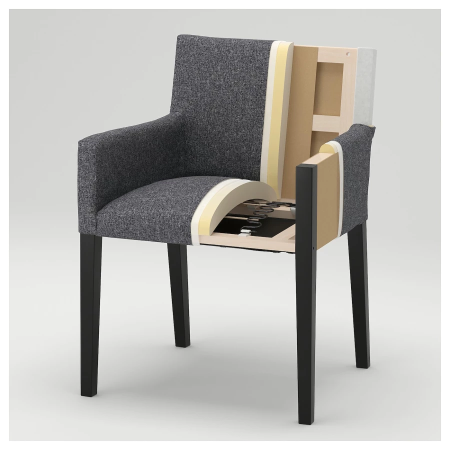 Стол + 4 стула с подлокотниками - MÖRBYLÅNGA / MÅRENÄS IKEA/ МЕРБИЛОНГА/ МАРЕНЭС ИКЕА, 205х95х75 см, бежевый/серый (изображение №5)