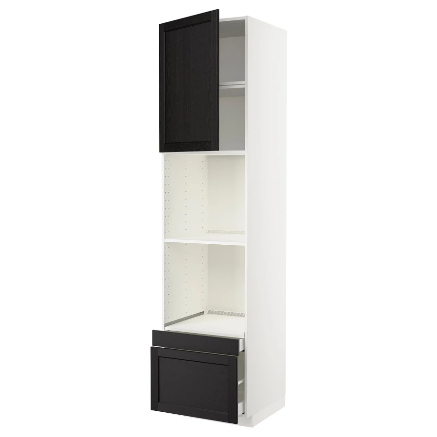 Высокий шкаф - IKEA METOD/MAXIMERA/МЕТОД/МАКСИМЕРА ИКЕА, 240х60х60 см, белый/черный (изображение №1)