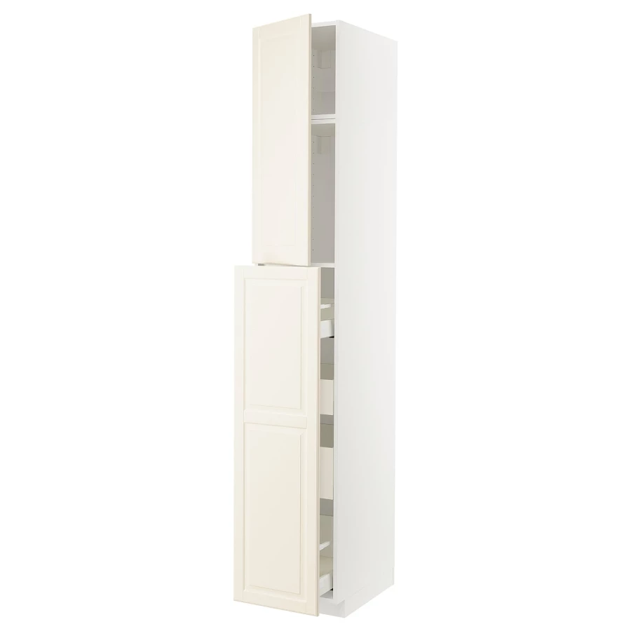 Высокий шкаф - IKEA METOD/MAXIMERA/МЕТОД/МАКСИМЕРА ИКЕА, 240х60х40 см, белый/кремовый (изображение №1)