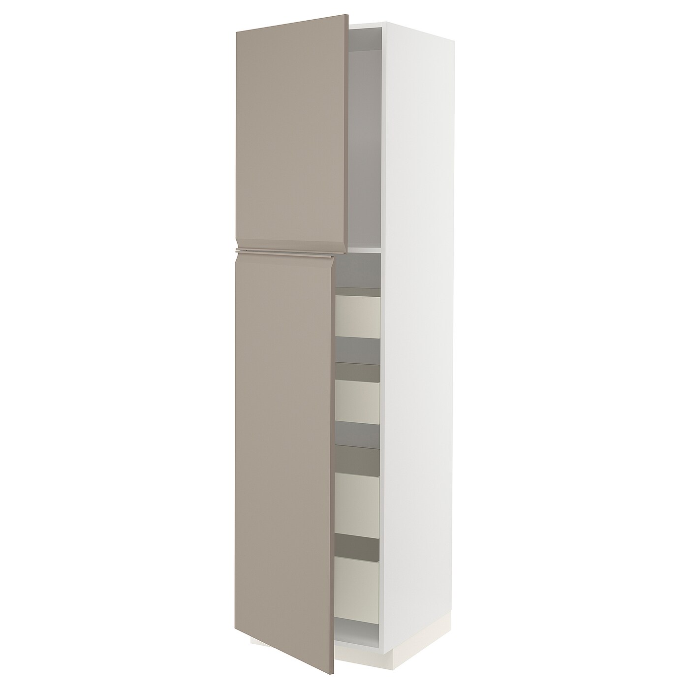Высокий шкаф с ящиками - IKEA METOD/MAXIMERA/МЕТОД/МАКСИМЕРА ИКЕА, 220х60х60 см, белый/темно-бежевый