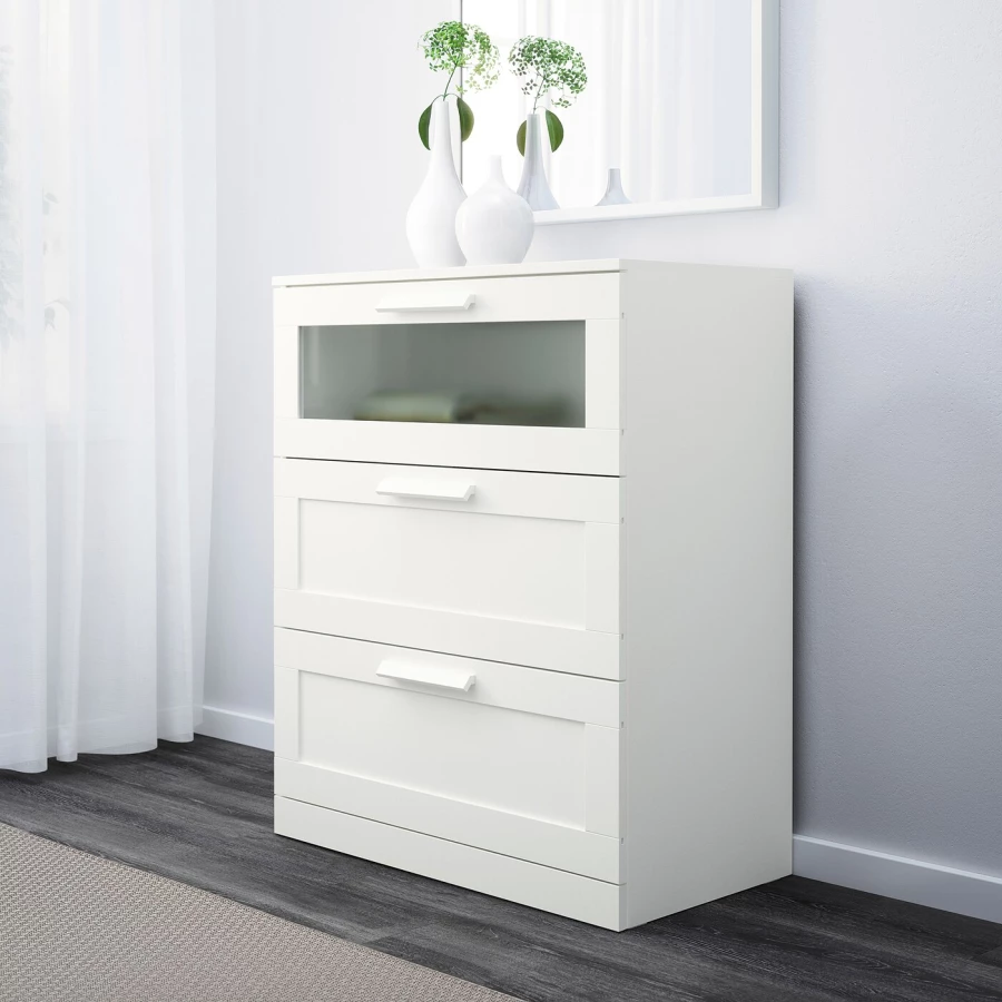 Комплект мебели для спальни - IKEA BRIMNES, 160х200см, белый, БРИМНЭС ИКЕА (изображение №5)