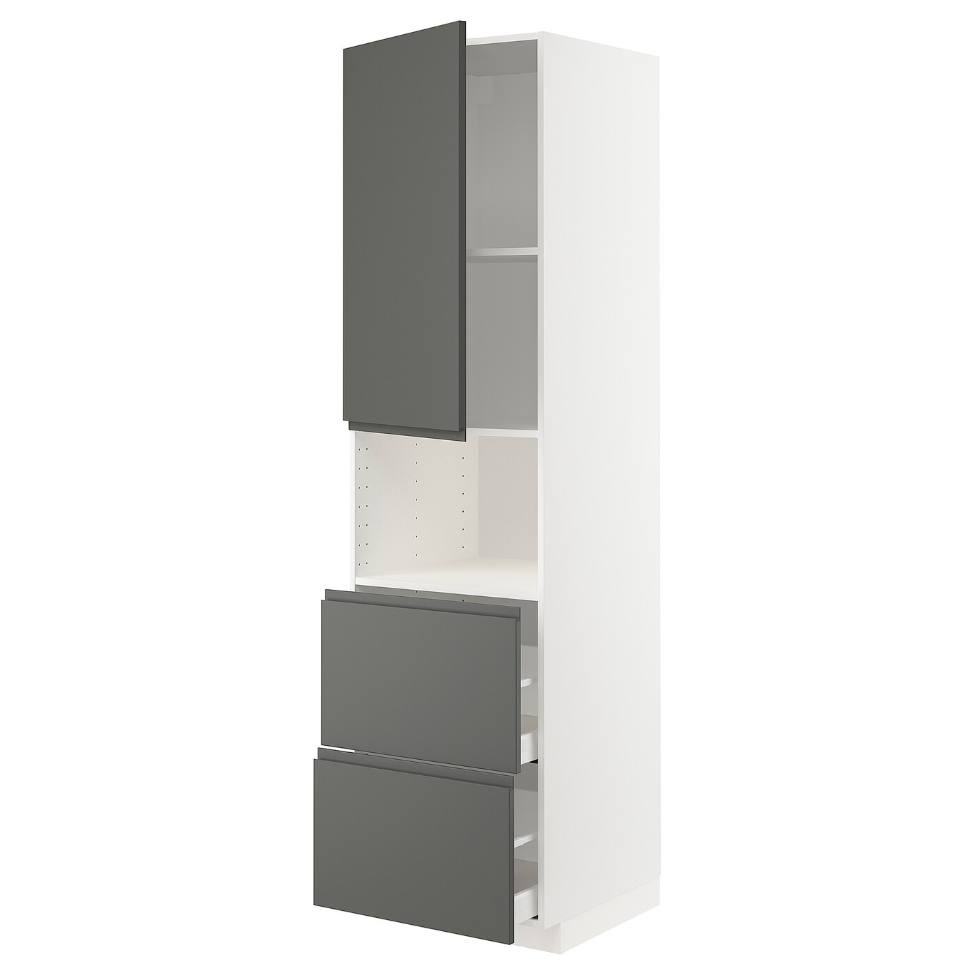 Высокий шкаф с ящиками - IKEA METOD/MAXIMERA/МЕТОД/МАКСИМЕРА ИКЕА, 220х60х60 см, белый/темно-серый