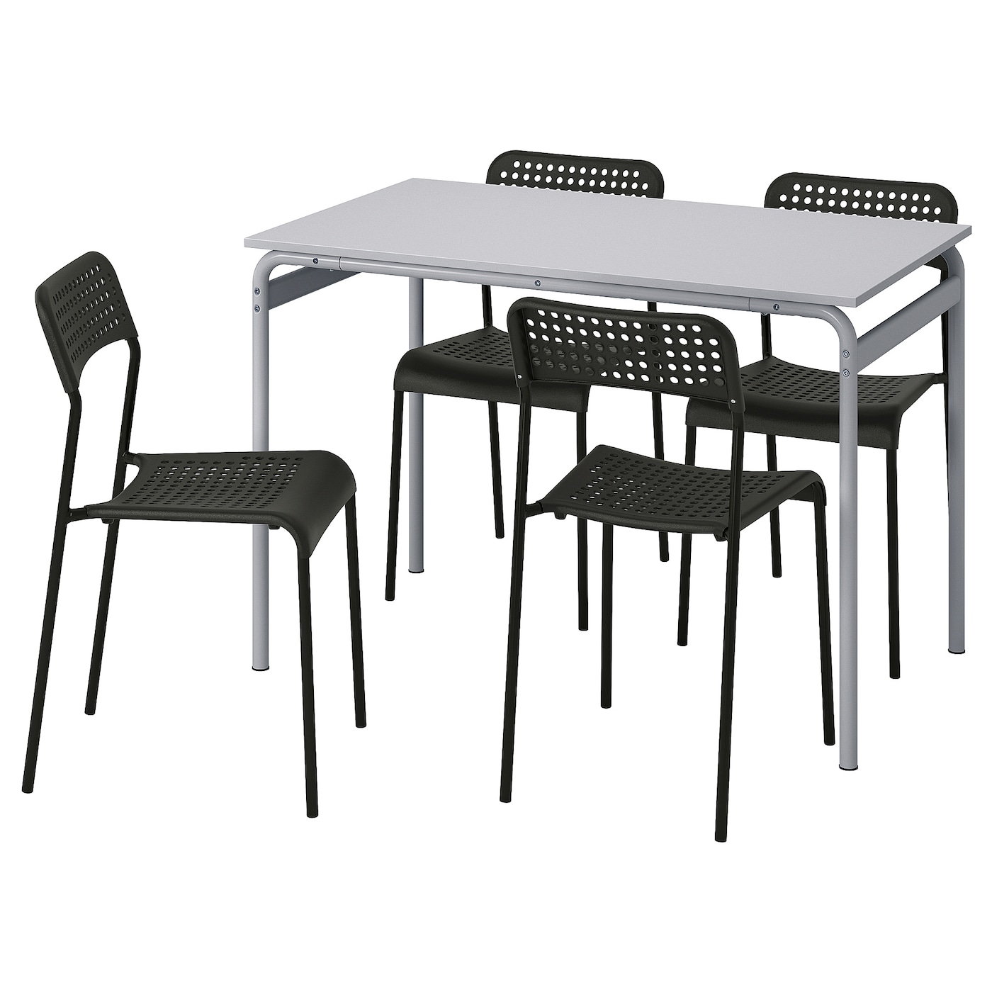 Стол и 4 стула - IKEA GRÅSALA/GRASALA/ADDE/ ГРОСАЛА/АДДЕ ИКЕА, 110х67 см, серый/черный