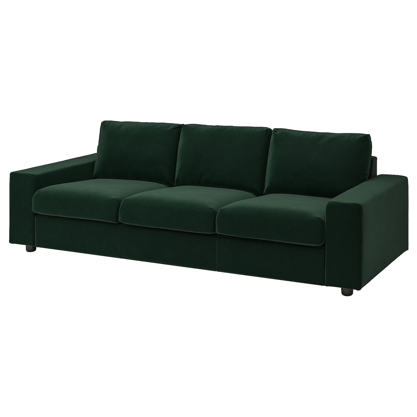 VIMLE Чехол на 3-местный диван с широкими подлокотниками/Дюпарп темно-зеленый ИКЕА