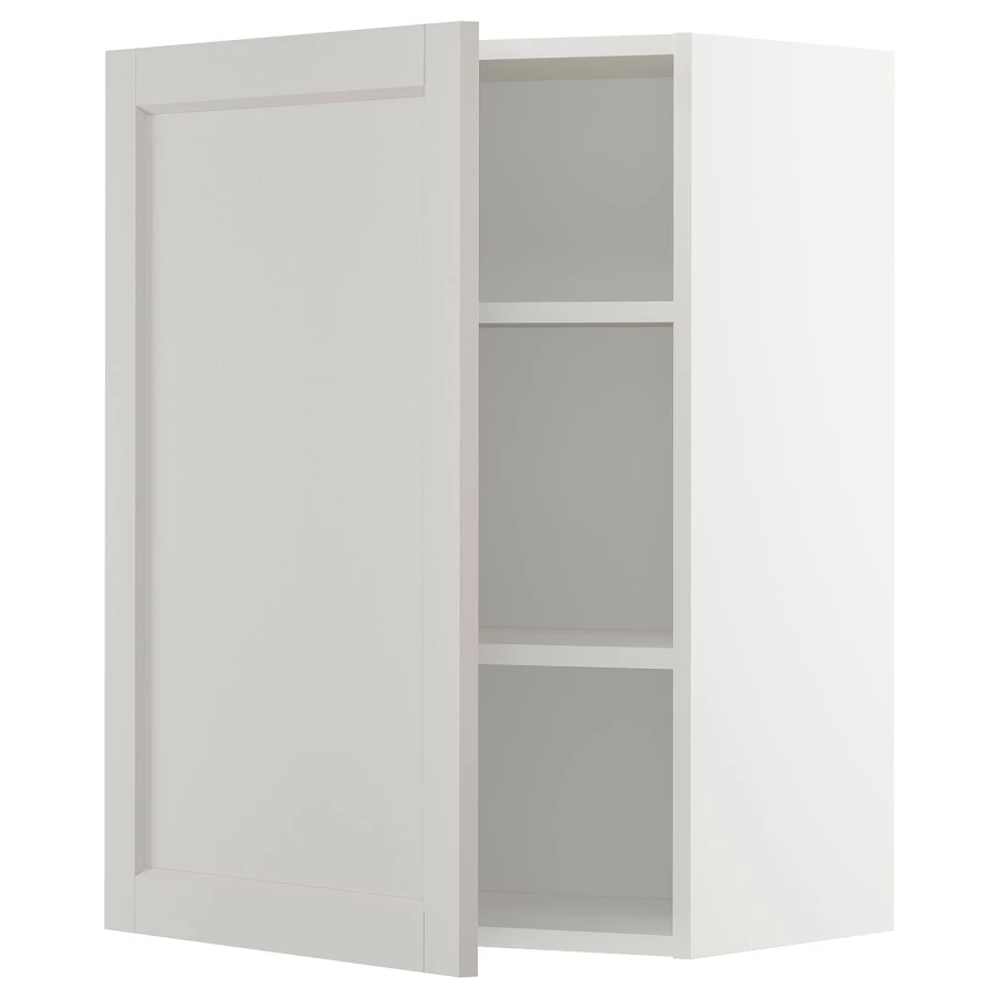 Навесной шкаф с полкой - METOD IKEA/ МЕТОД ИКЕА, 80х60 см,белый/светло-серый (изображение №1)
