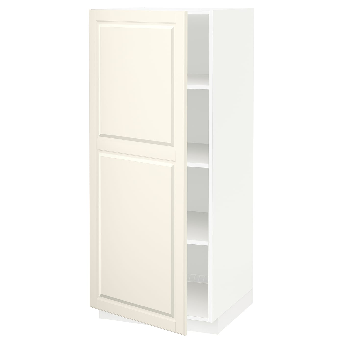 Высокий кухонный шкаф с полками - IKEA METOD/МЕТОД ИКЕА, 140х60х60 см, белый/кремовый