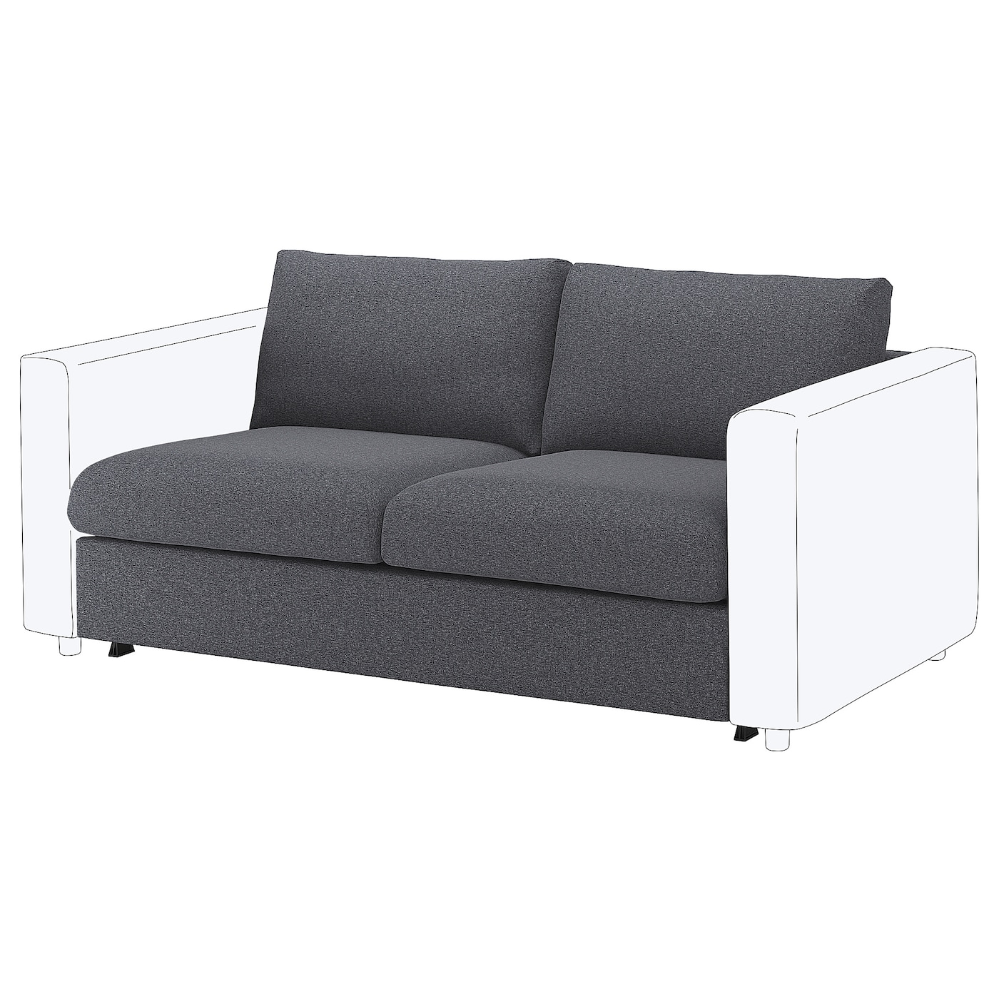 2-местный диван раскладной - IKEA VIMLE/ВИМЛЕ ИКЕА, 68х98х160 см, темно-серый