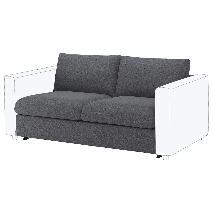 2-местный диван раскладной - IKEA VIMLE/ВИМЛЕ ИКЕА, 68х98х160 см, темно-серый (изображение №1)
