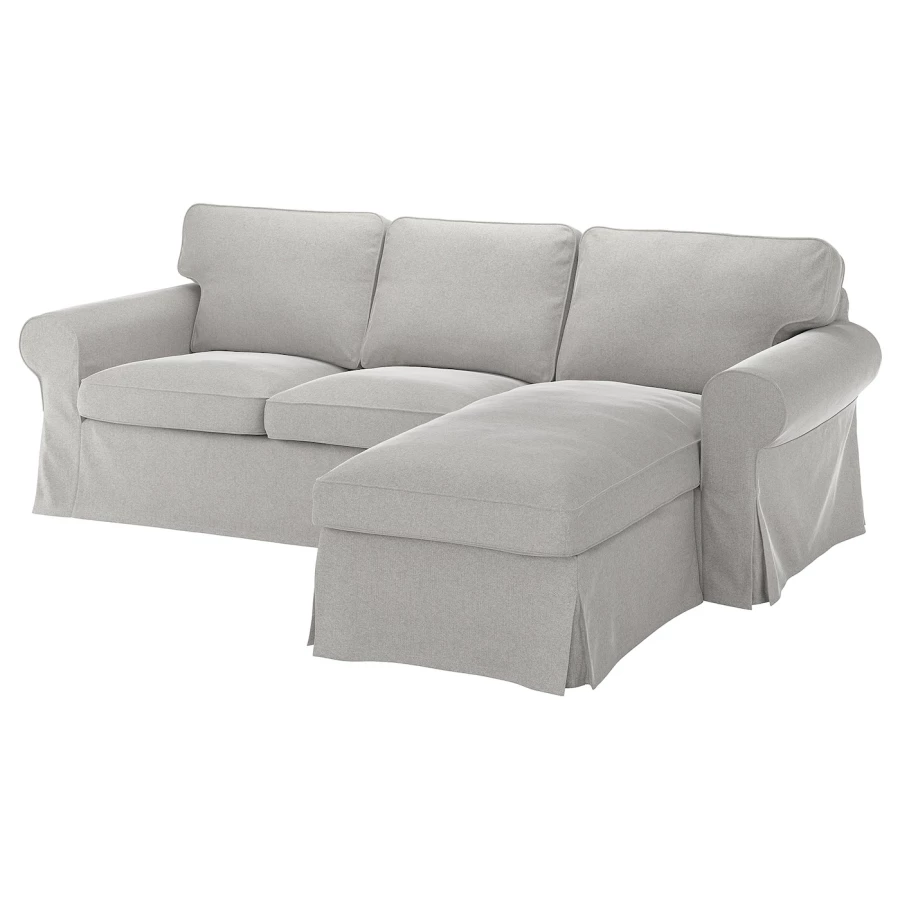 EKTORP Чехол на 3-местный диван с шезлонгом/Таллмира белый/черный ИКЕА (изображение №1)