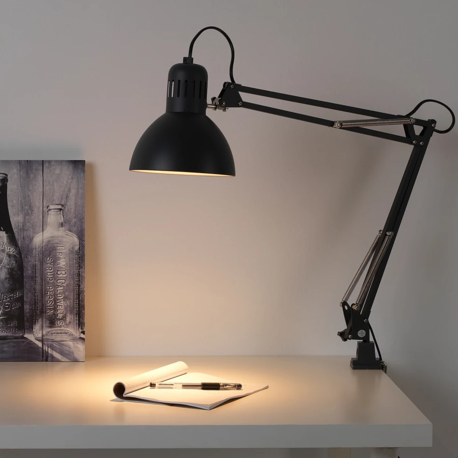 Лампа - TERTIAL  IKEA/ТЕРЦИАЛ ИКЕА, 17 см, черный (изображение №2)