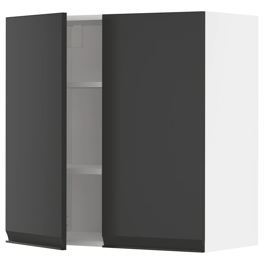 Навесной шкаф с полкой - METOD IKEA/ МЕТОД ИКЕА, 80х80 см, белый/черный (изображение №1)