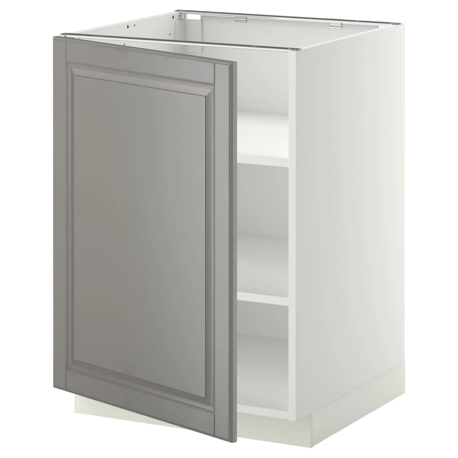 Напольный шкаф с полками - IKEA METOD, 60х60 см, белый/серый МЕТОД ИКЕА (изображение №1)